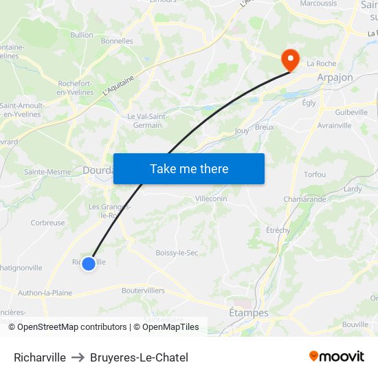 Richarville to Bruyeres-Le-Chatel map