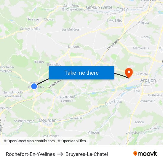 Rochefort-En-Yvelines to Bruyeres-Le-Chatel map