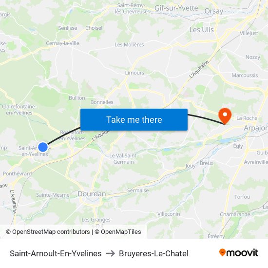 Saint-Arnoult-En-Yvelines to Bruyeres-Le-Chatel map