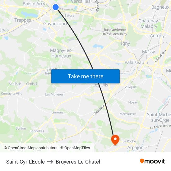 Saint-Cyr-L'Ecole to Bruyeres-Le-Chatel map