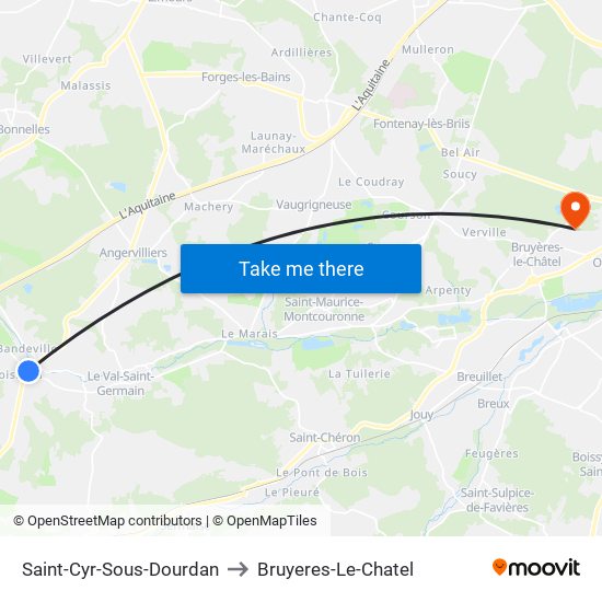Saint-Cyr-Sous-Dourdan to Bruyeres-Le-Chatel map