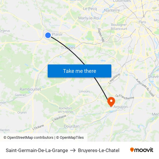 Saint-Germain-De-La-Grange to Bruyeres-Le-Chatel map