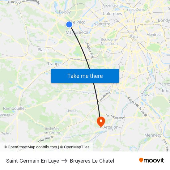 Saint-Germain-En-Laye to Bruyeres-Le-Chatel map