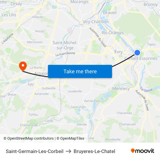Saint-Germain-Les-Corbeil to Bruyeres-Le-Chatel map