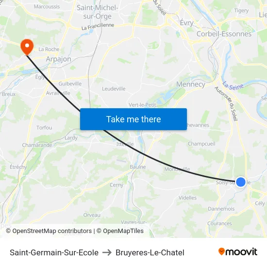 Saint-Germain-Sur-Ecole to Bruyeres-Le-Chatel map