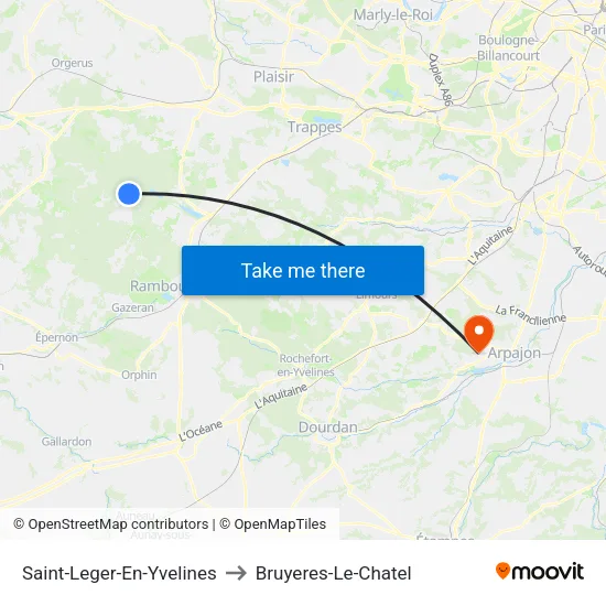 Saint-Leger-En-Yvelines to Bruyeres-Le-Chatel map