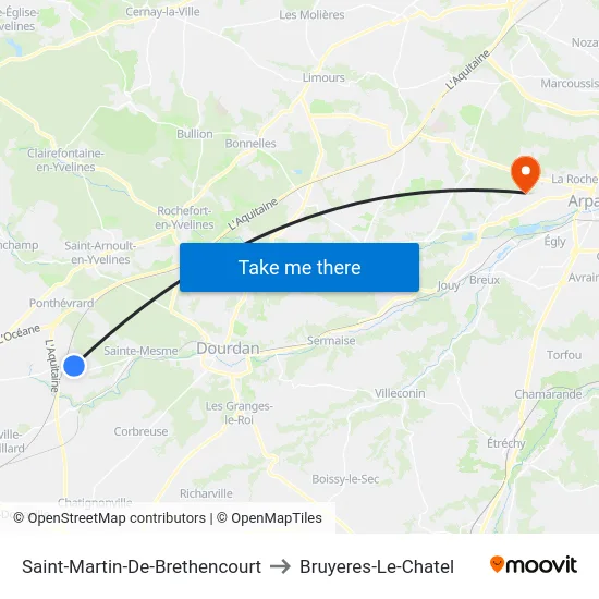 Saint-Martin-De-Brethencourt to Bruyeres-Le-Chatel map