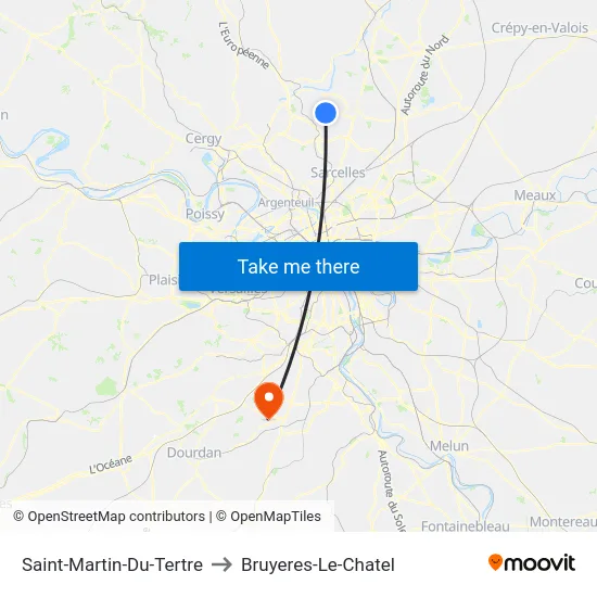 Saint-Martin-Du-Tertre to Bruyeres-Le-Chatel map