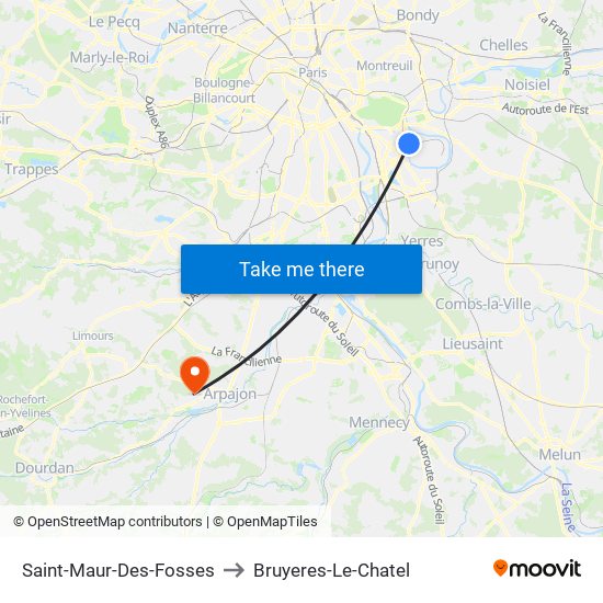 Saint-Maur-Des-Fosses to Bruyeres-Le-Chatel map