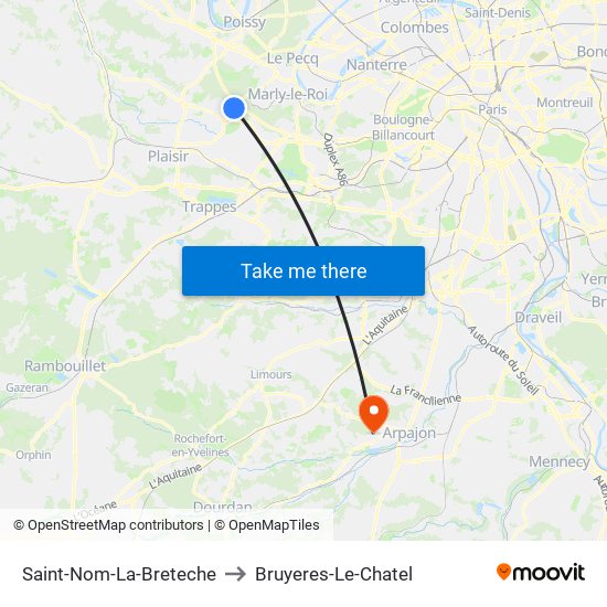 Saint-Nom-La-Breteche to Bruyeres-Le-Chatel map