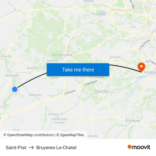 Saint-Piat to Bruyeres-Le-Chatel map
