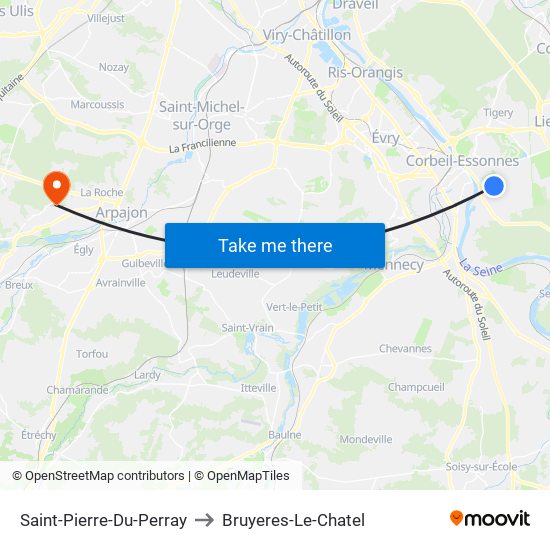 Saint-Pierre-Du-Perray to Bruyeres-Le-Chatel map