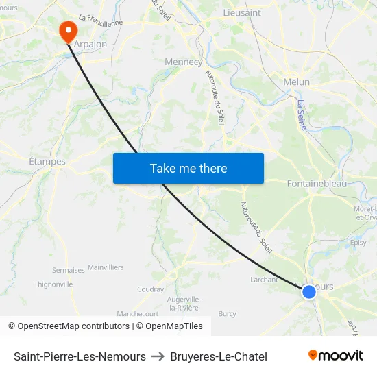 Saint-Pierre-Les-Nemours to Bruyeres-Le-Chatel map