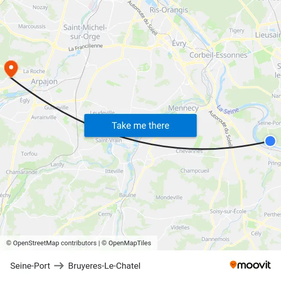 Seine-Port to Bruyeres-Le-Chatel map