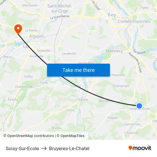 Soisy-Sur-Ecole to Bruyeres-Le-Chatel map