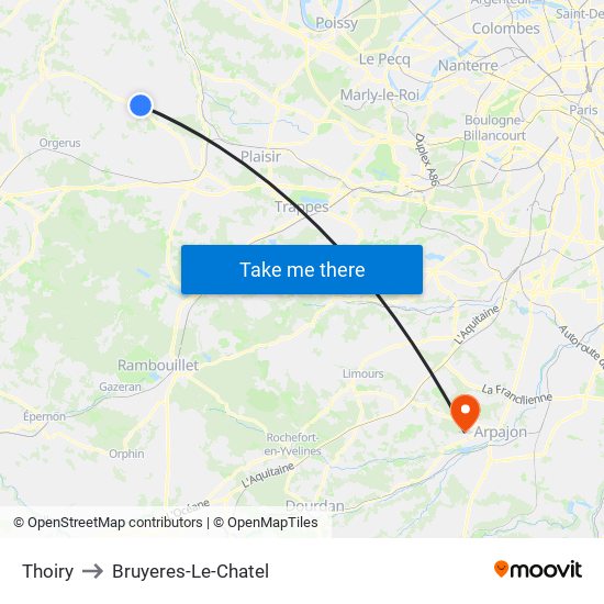 Thoiry to Bruyeres-Le-Chatel map