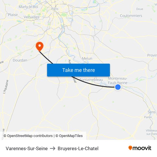 Varennes-Sur-Seine to Bruyeres-Le-Chatel map
