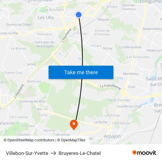 Villebon-Sur-Yvette to Bruyeres-Le-Chatel map