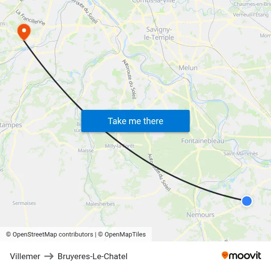 Villemer to Bruyeres-Le-Chatel map