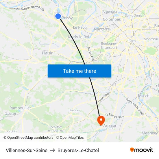 Villennes-Sur-Seine to Bruyeres-Le-Chatel map