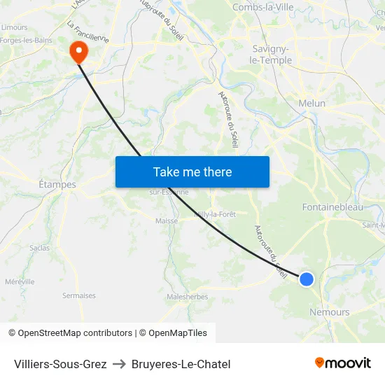 Villiers-Sous-Grez to Bruyeres-Le-Chatel map
