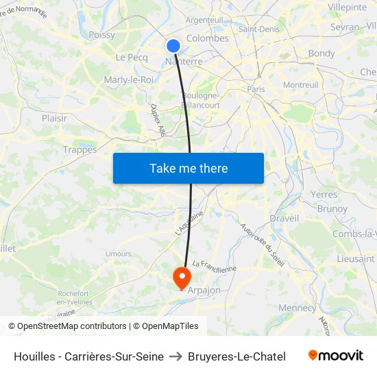 Houilles - Carrières-Sur-Seine to Bruyeres-Le-Chatel map