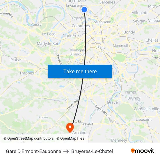 Gare D'Ermont-Eaubonne to Bruyeres-Le-Chatel map