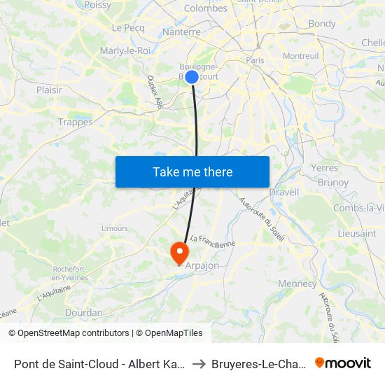 Pont de Saint-Cloud - Albert Kahn to Bruyeres-Le-Chatel map