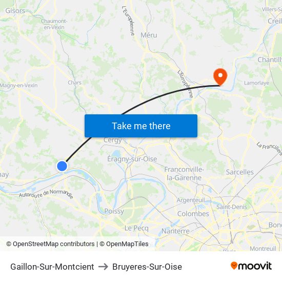 Gaillon-Sur-Montcient to Bruyeres-Sur-Oise map