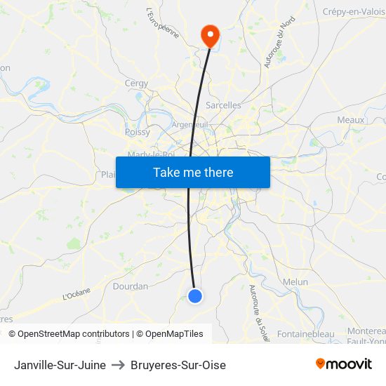 Janville-Sur-Juine to Bruyeres-Sur-Oise map