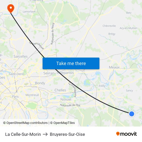 La Celle-Sur-Morin to Bruyeres-Sur-Oise map