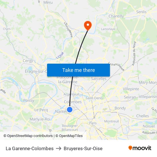 La Garenne-Colombes to Bruyeres-Sur-Oise map