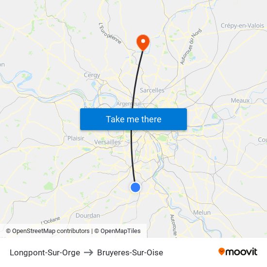 Longpont-Sur-Orge to Bruyeres-Sur-Oise map