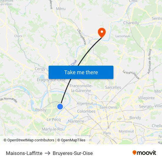 Maisons-Laffitte to Bruyeres-Sur-Oise map