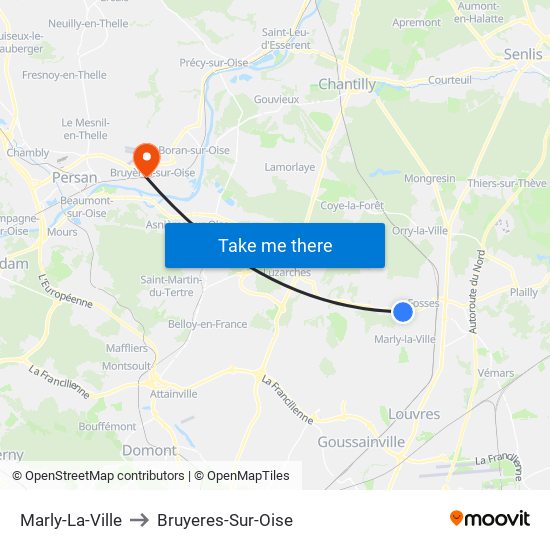 Marly-La-Ville to Bruyeres-Sur-Oise map