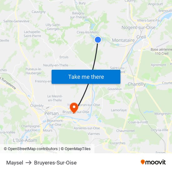 Maysel to Bruyeres-Sur-Oise map