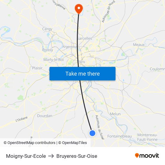 Moigny-Sur-Ecole to Bruyeres-Sur-Oise map