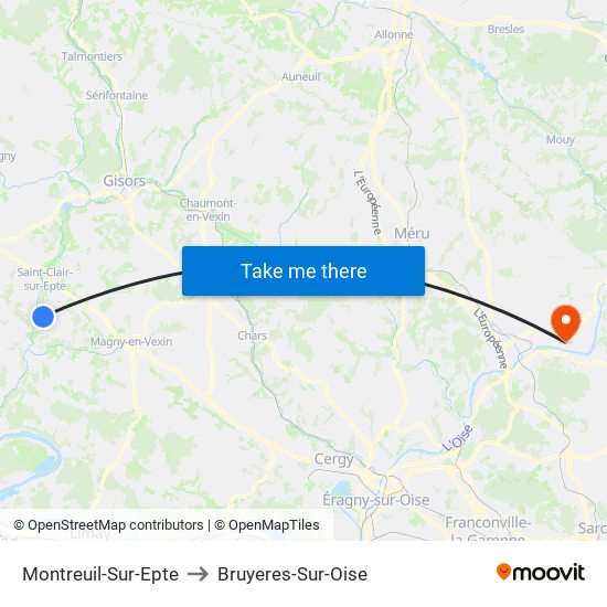 Montreuil-Sur-Epte to Bruyeres-Sur-Oise map