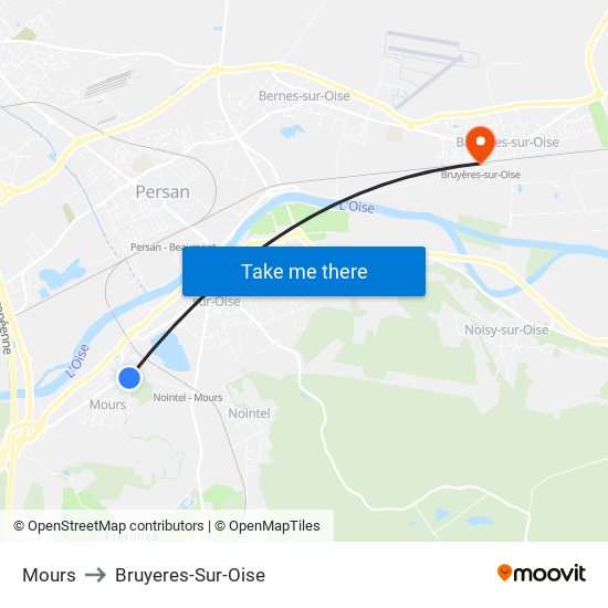 Mours to Bruyeres-Sur-Oise map