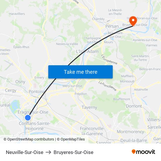 Neuville-Sur-Oise to Bruyeres-Sur-Oise map