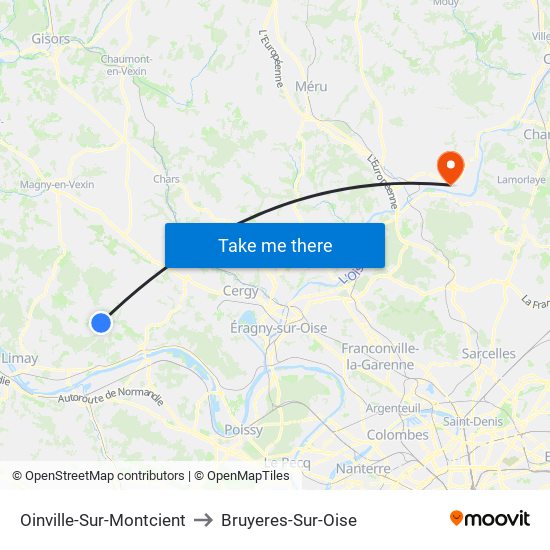 Oinville-Sur-Montcient to Bruyeres-Sur-Oise map