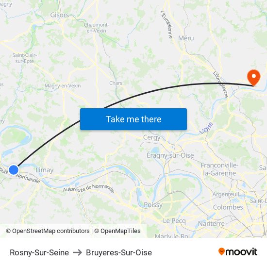Rosny-Sur-Seine to Bruyeres-Sur-Oise map