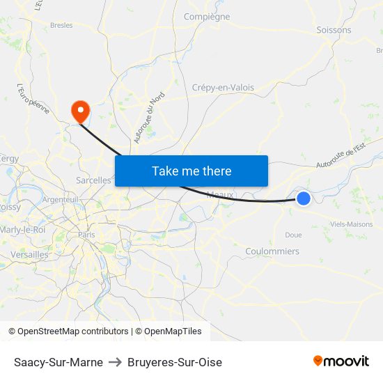 Saacy-Sur-Marne to Bruyeres-Sur-Oise map