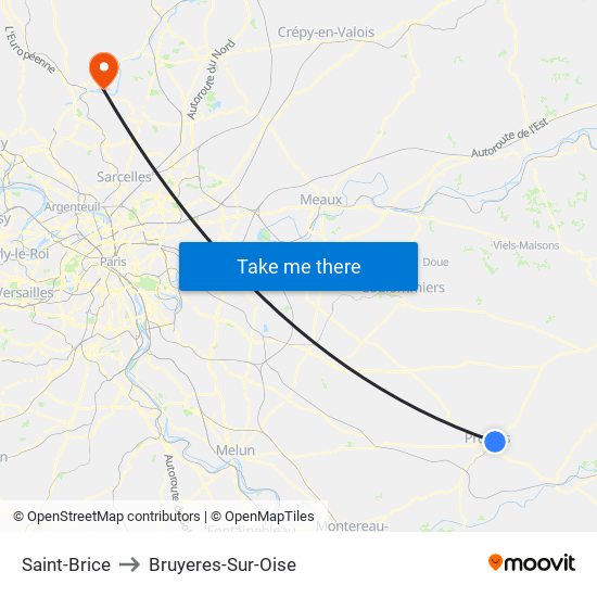 Saint-Brice to Bruyeres-Sur-Oise map