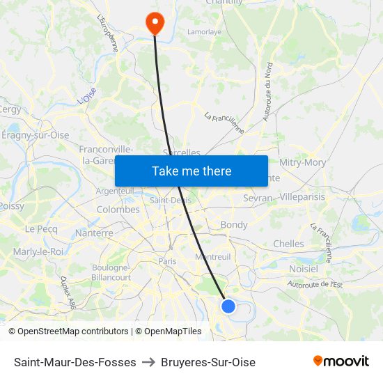 Saint-Maur-Des-Fosses to Bruyeres-Sur-Oise map