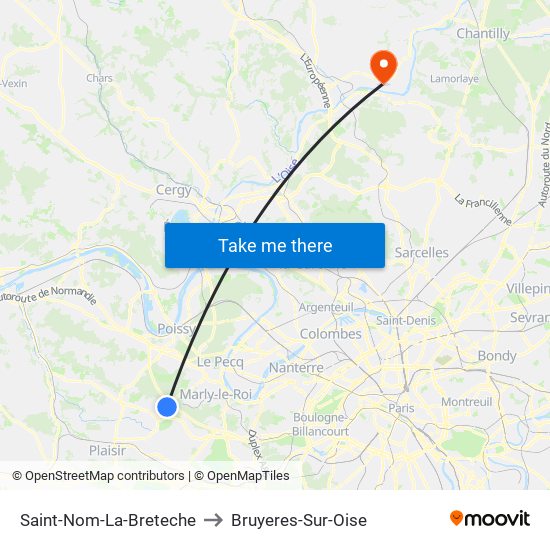 Saint-Nom-La-Breteche to Bruyeres-Sur-Oise map