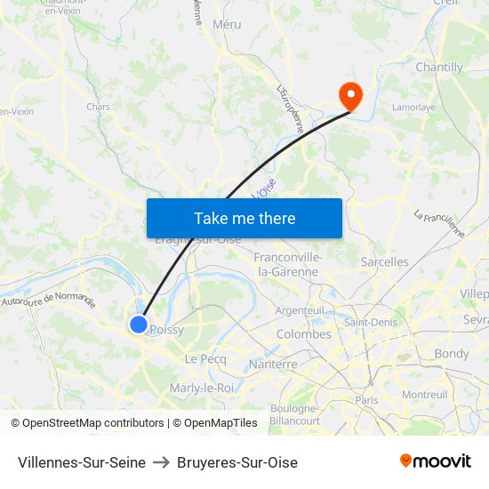 Villennes-Sur-Seine to Bruyeres-Sur-Oise map