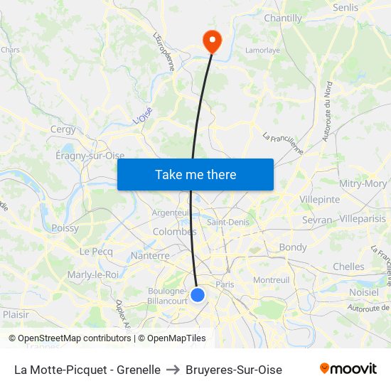 La Motte-Picquet - Grenelle to Bruyeres-Sur-Oise map