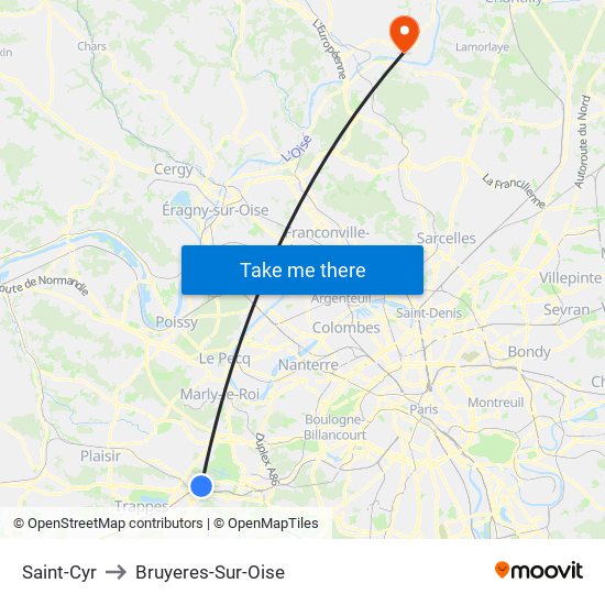 Saint-Cyr to Bruyeres-Sur-Oise map