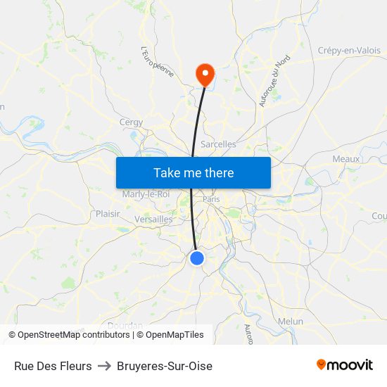 Rue Des Fleurs to Bruyeres-Sur-Oise map